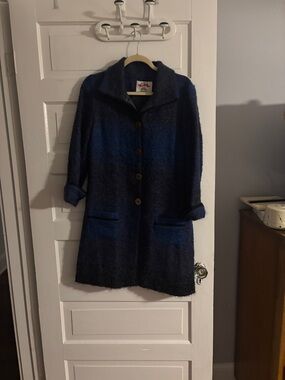 Avoca Co. Wicklow Ireland Wool Blend Blue Gradient Coat